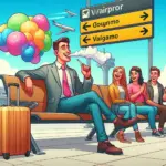 n pasajero exhalando humo en un aeropuerto