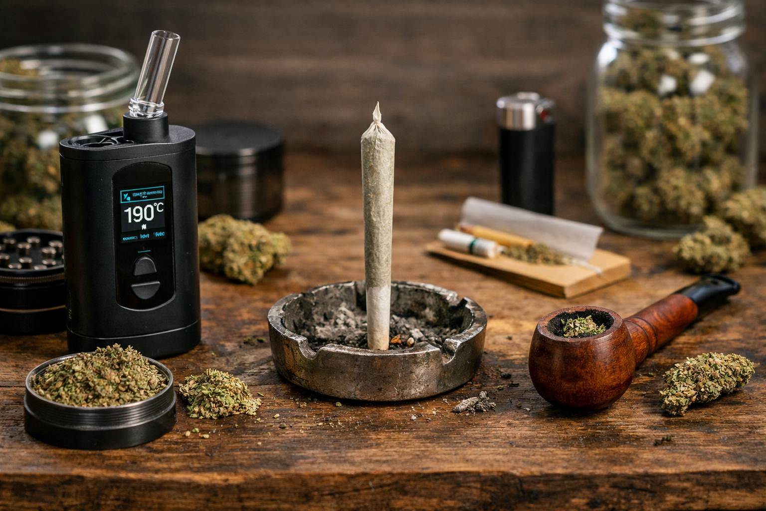 Comparativa entre vaporizadores, porros y pipas. Salud, sabor y eficiencia.