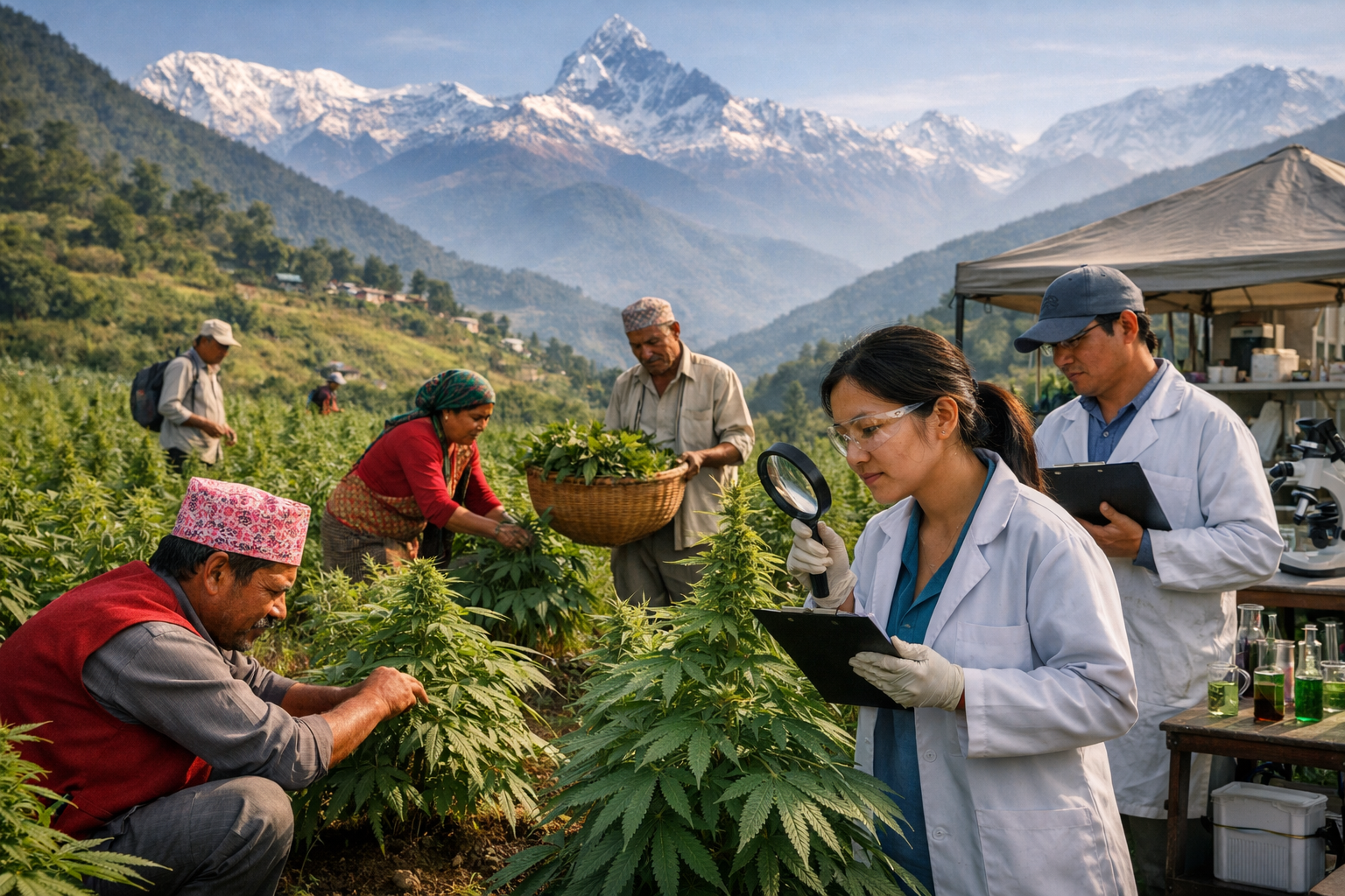 "Cultivo de cannabis medicinal e industrial en Nepal con científicos y agricultores