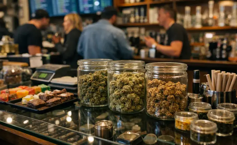 Adquiriendo cannabis en un Coffeeshop neerdanles